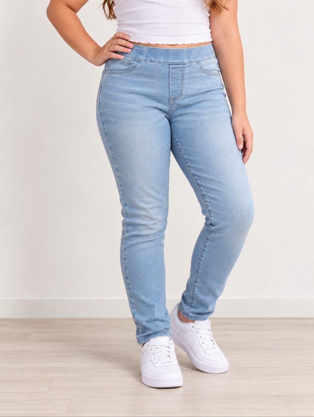 SO Girls Pull-On Jeggings Stretch Skinny Jeans Plus Size 20 Light Wash Denim